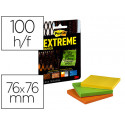 BLOC DE NOTAS ADHESIVAS QUITA Y PON POST-IT EXTREME 76X76 MM CON 45 HOJAS PACK DE 3 UNIDADES AMARILL