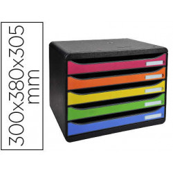 FICHERO CAJONES SOBREMESA EXACOMPTA BIG-BOX PLUS APAISADA IDERAMA ARLEQUIN 5 CAJONES MULTICOLORES