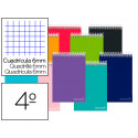 CUADERNO ESPIRAL LIDERPAPEL CUARTO WITTY TAPA DURA 80H 75GR CUADRO 6MM CON MARGEN COLORES SURTIDOS