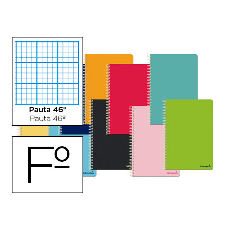 CUADERNO ESPIRAL LIDERPAPEL FOLIO WITTY TAPA DURA 80H 75GR RAYADO N 46 COLORES SURTIDOS