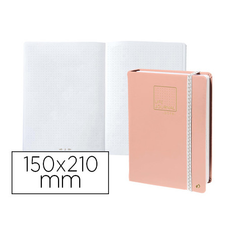 LIBRETA QUO VADIS LIFE JOURNAL INFINITE DOTS PUNTOS 15X21 CM 224 HOJAS TAPA SIMILPIEL ROSA