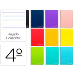 CUADERNO ESPIRAL LIDERPAPEL CUARTO WITTY TAPA DURA 80H 75GR RAYADO HORIZONTAL 8MM CON MARGEN COLORES