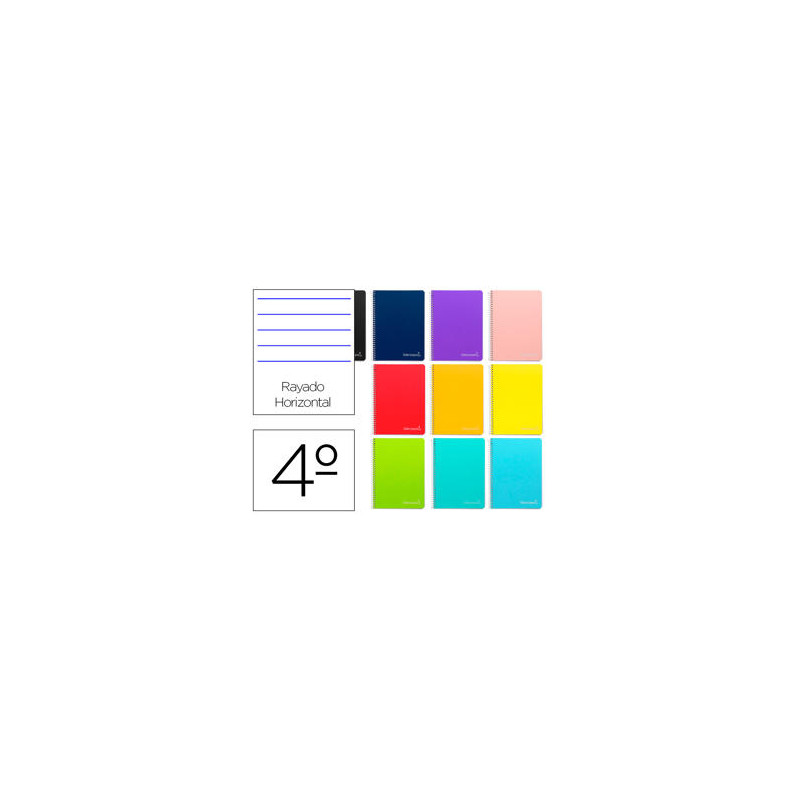 CUADERNO ESPIRAL LIDERPAPEL CUARTO WITTY TAPA DURA 80H 75GR RAYADO HORIZONTAL 8MM CON MARGEN COLORES