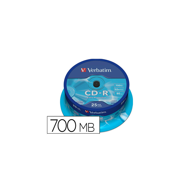 CD-R VERBATIM CAPACIDAD 700MB VELOCIDAD 52X 80 MIN