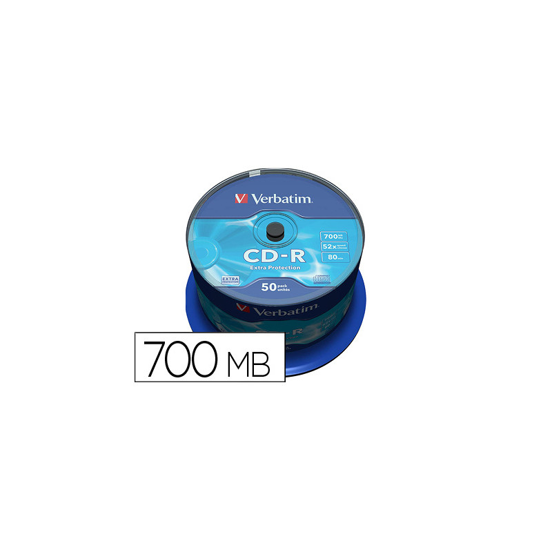 CD-R VERBATIM CAPACIDAD 700MB VELOCIDAD 52X 80 MIN