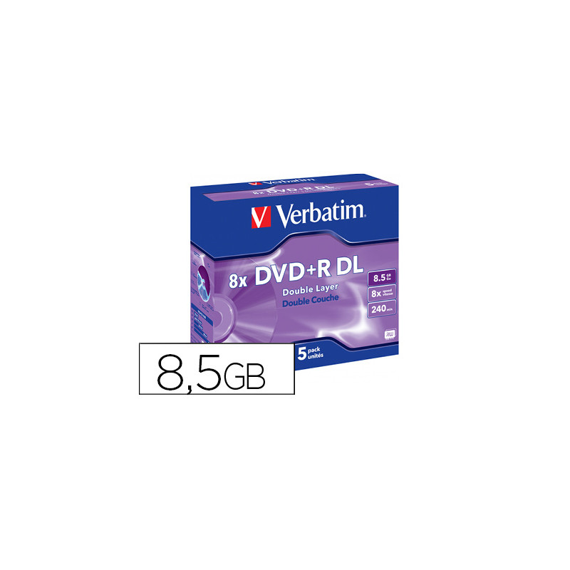 DVD+R VERBATIM DOBLE CAPA CAPACIDAD 8.5GB VELOCIDAD 8X 240 MIN