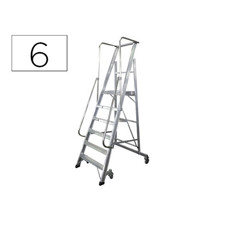 ESCALERA MOVIL KTL DE ALUMINIO CON PLATAFORMA Y GUARDACUERPOS PLEGABLE 6 PELDA?OS SERIE 2XL-S