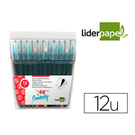 ROTULADOR LIDERPAPEL PUNTA PINCEL EXTRA SUAVE BOLSA DE 12 UNIDADES COLORES SURTIDOS