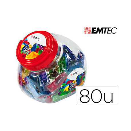 MEMORIA USB EMTEC FLASH 32GB 2.0 BOMBONERA 80 UNIDADES COLORES SURTIDOS