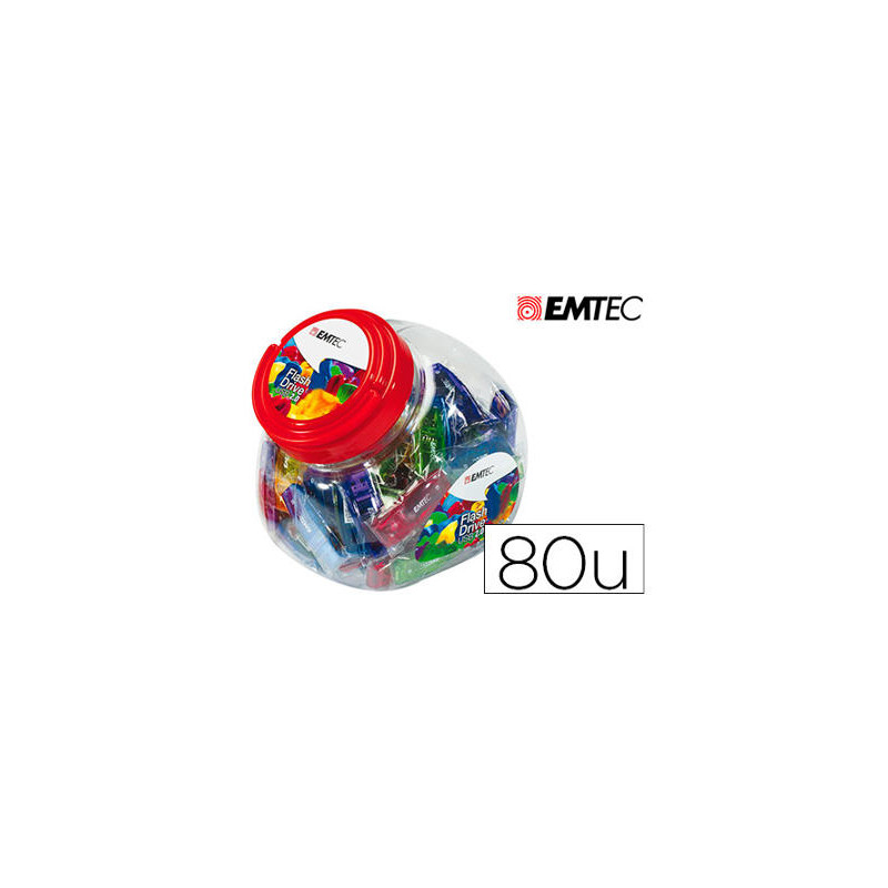 MEMORIA USB EMTEC FLASH 32GB 2.0 BOMBONERA 80 UNIDADES COLORES SURTIDOS