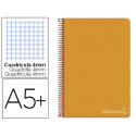 CUADERNO ESPIRAL LIDERPAPEL CUARTO WITTY TAPA DURA 80H 75GR CUADRO 4MM CON MARGEN COLOR NARANJA