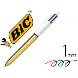 BOLIGRAFO BIC CUATRO COLORES SHINE ORO PUNTA DE 1 MM