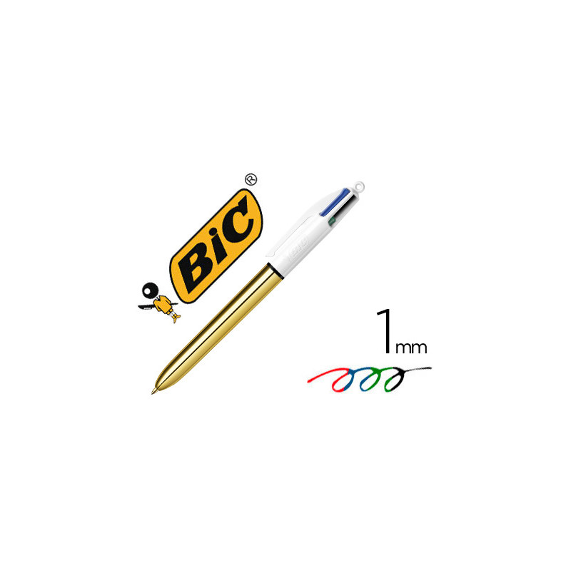 BOLIGRAFO BIC CUATRO COLORES SHINE ORO PUNTA DE 1 MM