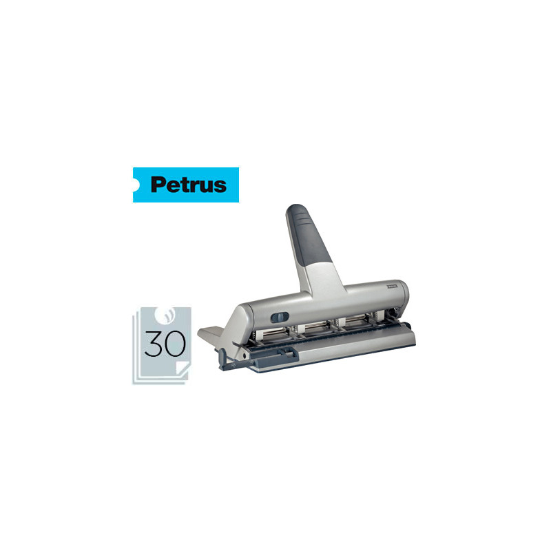 TALADRADOR PETRUS 514 METALICO COLOR PLATA 4 PUNZONES MOVILES CAPACIDAD 30 HOJAS