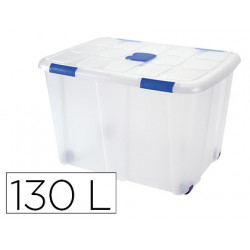 CONTENEDOR PLASTICO PLASTICFORTE 130 LITROS N 16 TRANSPARENTE CON TAPA 480X740X540 MM