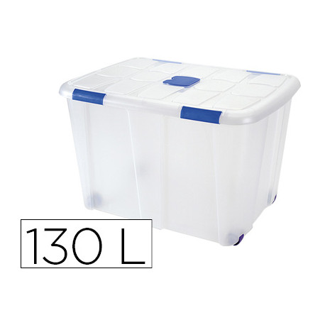 CONTENEDOR PLASTICO PLASTICFORTE 130 LITROS N 16 TRANSPARENTE CON TAPA 480X740X540 MM