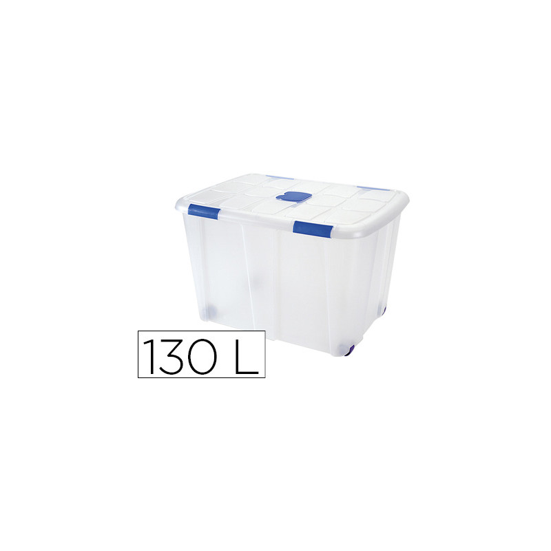 CONTENEDOR PLASTICO PLASTICFORTE 130 LITROS N 16 TRANSPARENTE CON TAPA 480X740X540 MM