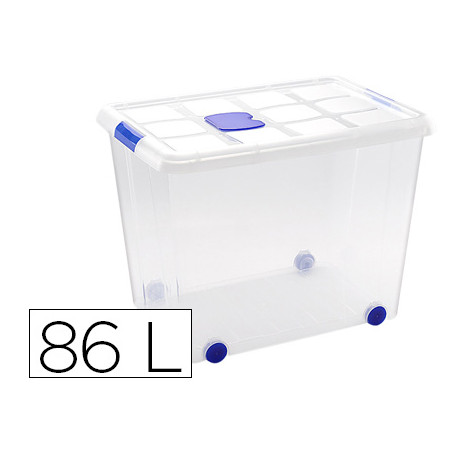 CONTENEDOR PLASTICO PLASTICFORTE 86 LITROS N 8 TRANSPARENTE CON TAPA 470X620X450 MM