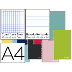 CUADERNO ESPIRAL LIDERPAPEL A4 MICRO JOLLY MULTIDISCIPLINA TAPA FORRADA 140H 75GR 28H 5MM 112H HRTAL