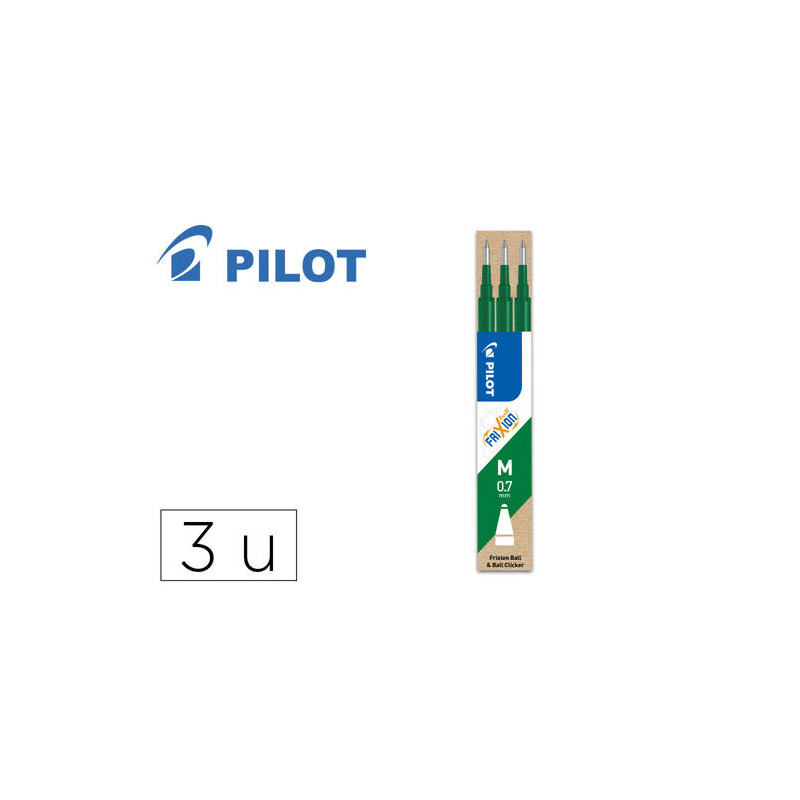 RECAMBIO BOLIGRAFO PILOT FRIXION BALL VERDE CAJA DE 3 UNIDADES