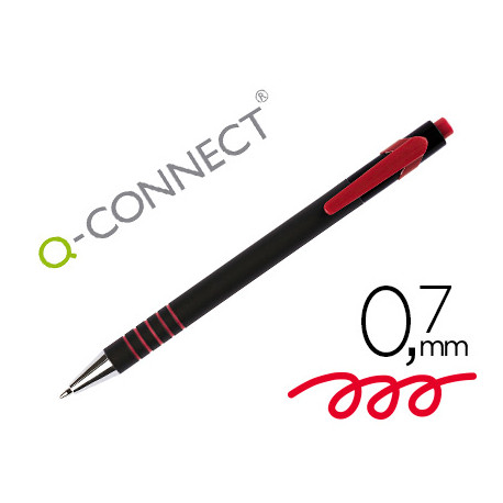 BOLIGRAFO Q-CONNECT RETRACTIL CON GRIP 0,7 MM COLOR ROJO