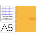 CUADERNO ESPIRAL LIDERPAPEL A5 MICRO CRAFTY TAPA FORRADA 120H 90 GR CUADRO 5MM 5 BANDAS6 TALADROS CO