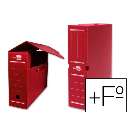 CAJA ARCHIVO DEFINITIVO PLASTICO LIDERPAPEL ROJO 387X275X105 MM