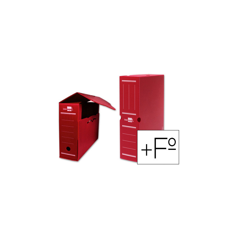 CAJA ARCHIVO DEFINITIVO PLASTICO LIDERPAPEL ROJO 387X275X105 MM