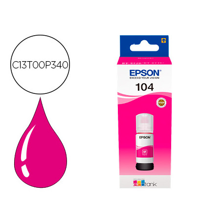 TINTA EPSON ECOTANK 104 ET-2710 / 2711 / 2712 / 2720 / 2726 / 4700 MAGENTA 7500 PAGINAS