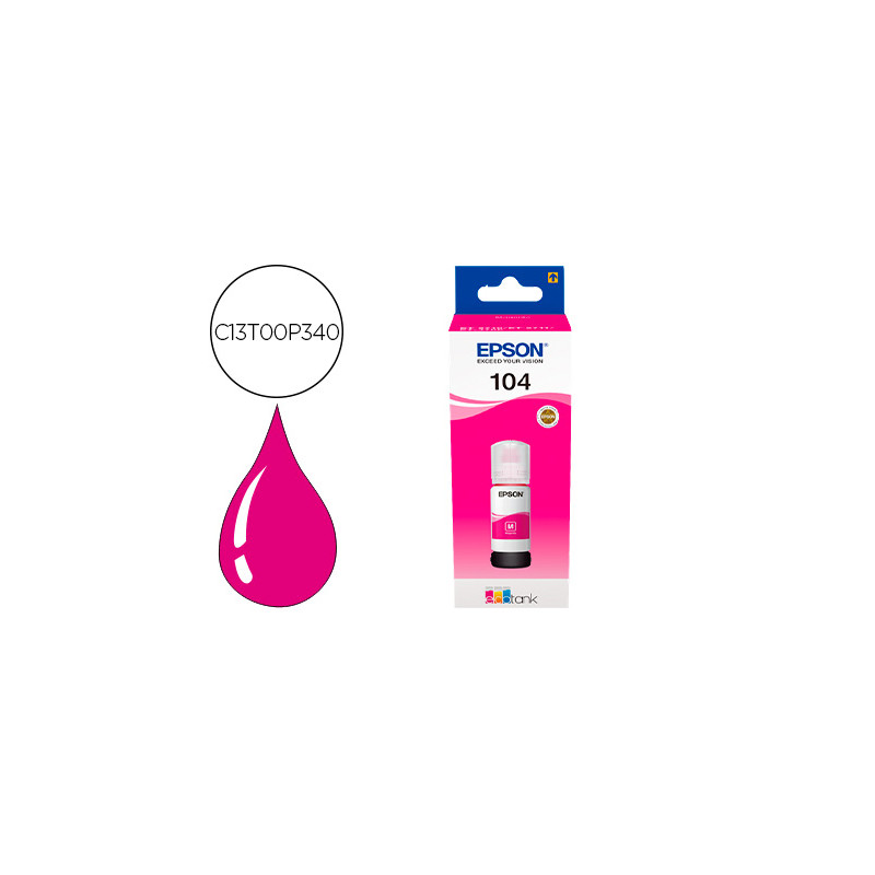 TINTA EPSON ECOTANK 104 ET-2710 / 2711 / 2712 / 2720 / 2726 / 4700 MAGENTA 7500 PAGINAS