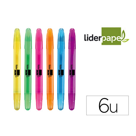 MARCADOR DE CERA GEL LIDERPAPEL FLUORESCENTE ESTUCHE 6 UNIDADES COLORES SURTIDOS