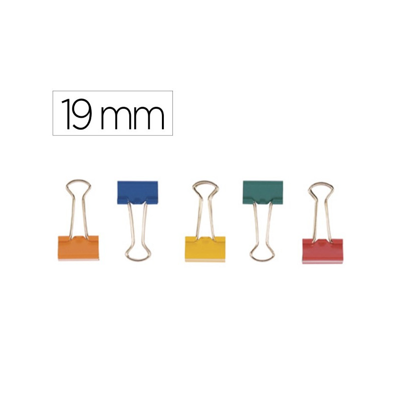 PINZA METALICA Q-CONNECT REVERSIBLE N.1 19 MM CAJA DE 10 UNIDADES COLORES SURTIDOS