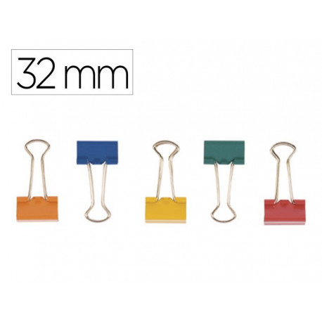 PINZA METALICA Q-CONNECT REVERSIBLE N.3 32 MM CAJA DE 10 UNIDADES COLORES SURTIDOS