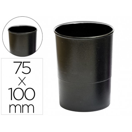 CUBILETE PORTALAPICES Q-CONNECT NEGRO OPACO PLASTICO 100% RECICLADO REDONDO DIAMETRO 75 MM ALTO 100 