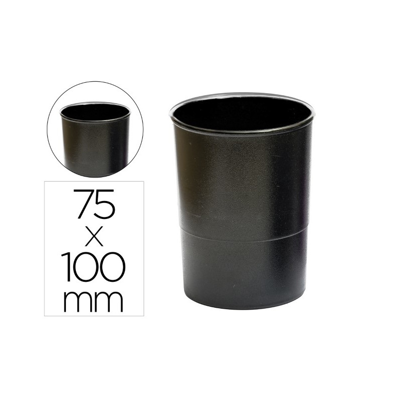 CUBILETE PORTALAPICES Q-CONNECT NEGRO OPACO PLASTICO 100% RECICLADO REDONDO DIAMETRO 75 MM ALTO 100 