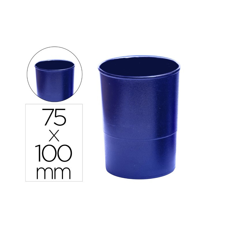 CUBILETE PORTALAPICES Q-CONNECT PLASTICO DIAMETRO 75 MM ALTURA 100 MM AZUL OPACO