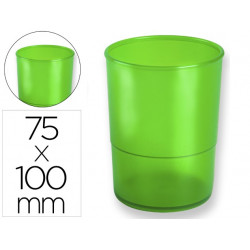 CUBILETE PORTALAPICES Q-CONNECT PLASTICO DIAMETRO 75 MM ALTURA 100 MM VERDE TRANSLUCIDO