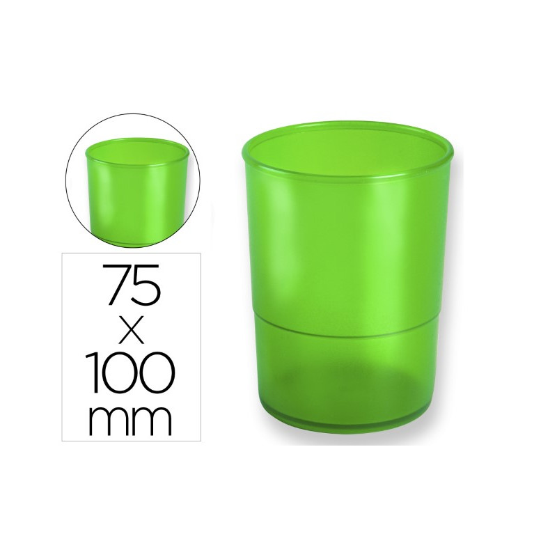 CUBILETE PORTALAPICES Q-CONNECT PLASTICO DIAMETRO 75 MM ALTURA 100 MM VERDE TRANSLUCIDO