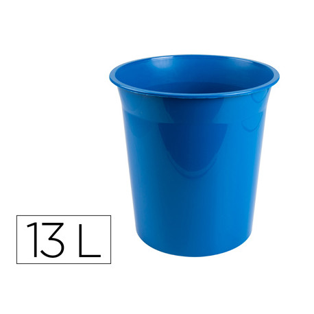 PAPELERA PLASTICO Q-CONNECT AZUL OPACO 13 LITROS 275X285 MM