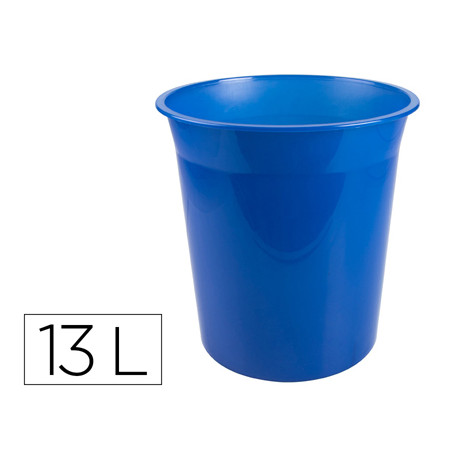 PAPELERA PLASTICO Q-CONNECT AZUL TRANSLUCIDO 13 LITROS 275X285 MM