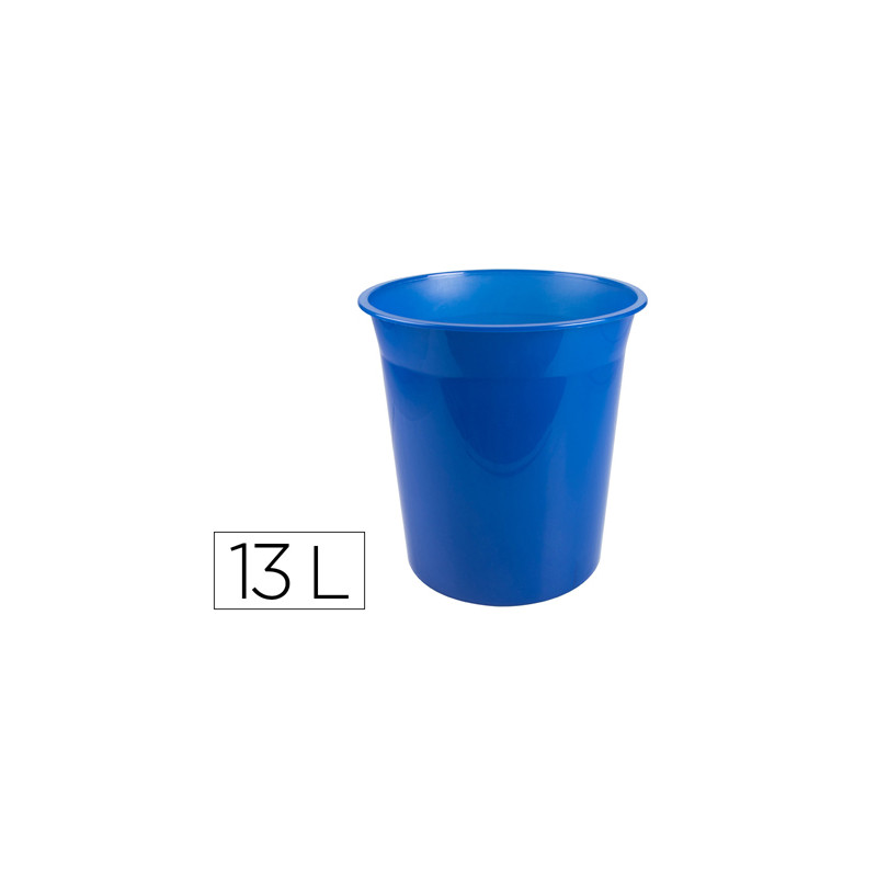 PAPELERA PLASTICO Q-CONNECT AZUL TRANSLUCIDO 13 LITROS 275X285 MM