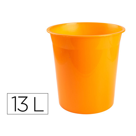 PAPELERA PLASTICO Q-CONNECT NARANJA TRANSLUCIDO 13 LITROS 275X285 MM