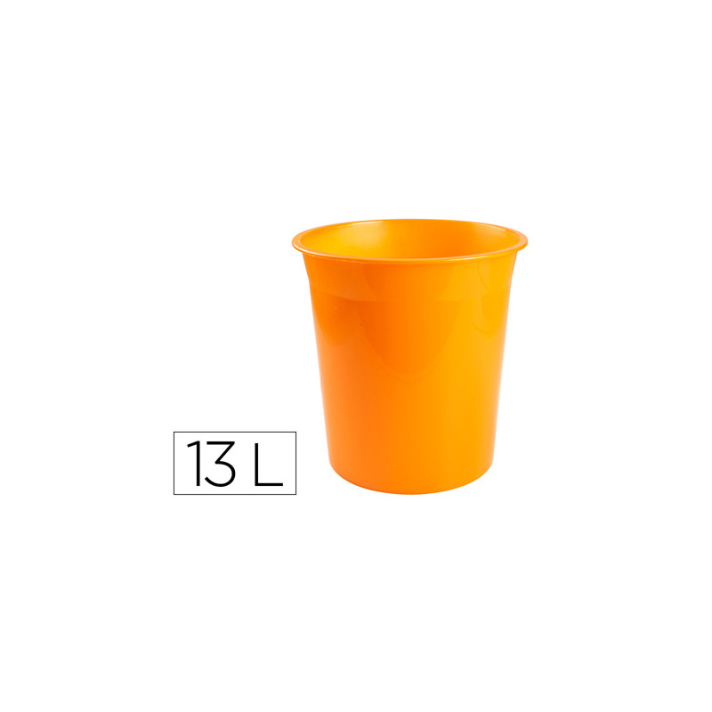 PAPELERA PLASTICO Q-CONNECT NARANJA TRANSLUCIDO 13 LITROS 275X285 MM