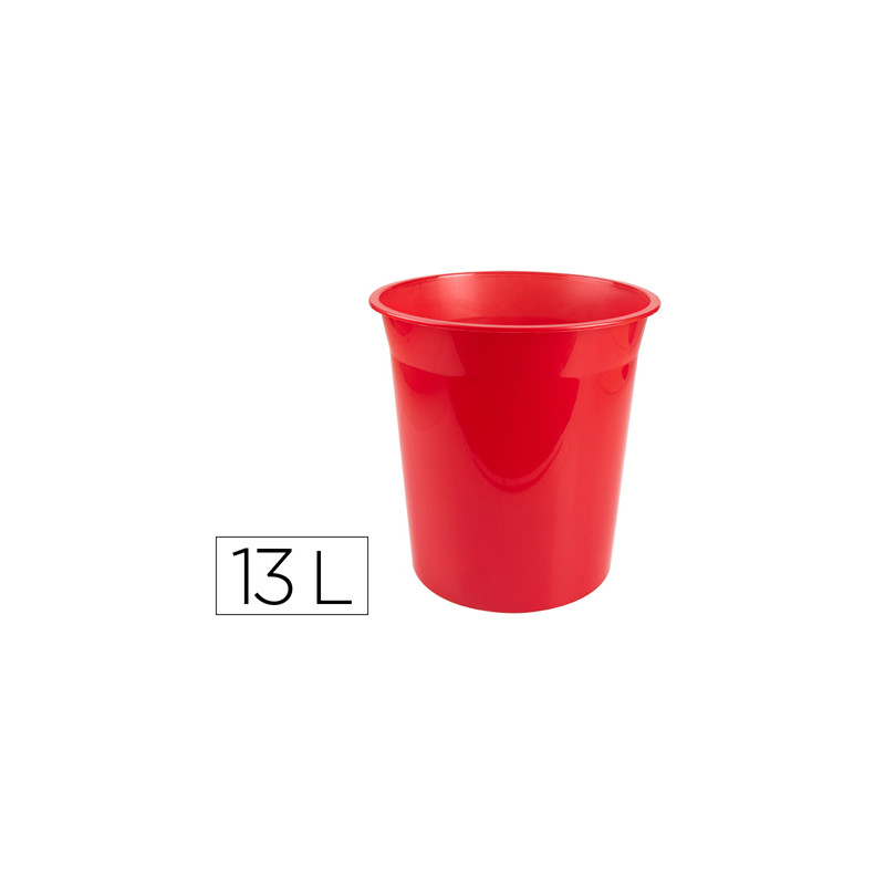 PAPELERA PLASTICO Q-CONNECT ROJO TRANSLUCIDO 13 LITROS 275X285 MM