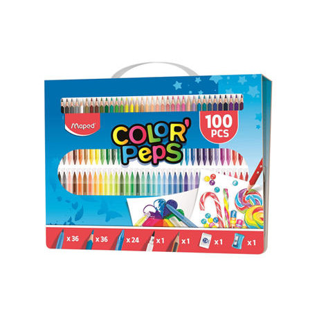 ESTUCHE PINTURA MAPED COLOR PEPS KIT 100 PIEZAS SURTIDAS