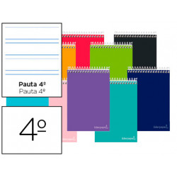 CUADERNO ESPIRAL LIDERPAPEL CUARTO WITTY TAPA DURA 80H 75GR PAUTA ANCHA 3,5MM CON MARGEN COLORES SUR