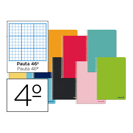 CUADERNO ESPIRAL LIDERPAPEL CUARTO SMART TAPA BLANDA 80H 60GR RAYADO N46 COLORES SURTIDOS