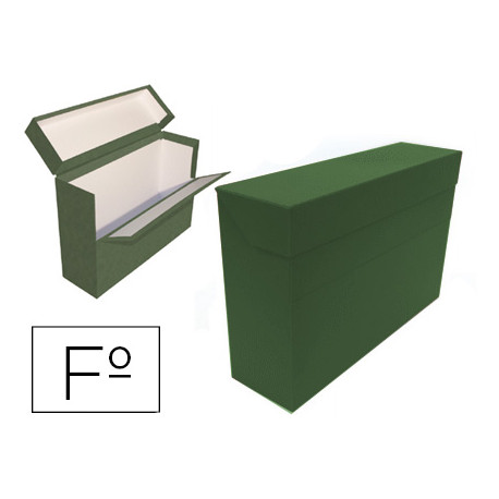 CAJA TRANSFERENCIA MARIOLA FOLIO DOBLE CARTON FORRADO GELTEX LOMO 20 CM COLOR VERDE