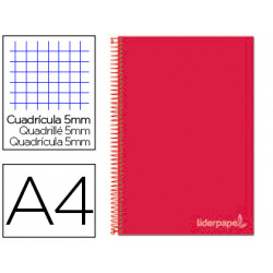 CUADERNO ESPIRAL LIDERPAPEL A4 MICRO JOLLY TAPA FORRADA 140H 75 GR CUADRO 5MM 5 BANDAS 4 TALADROS CO