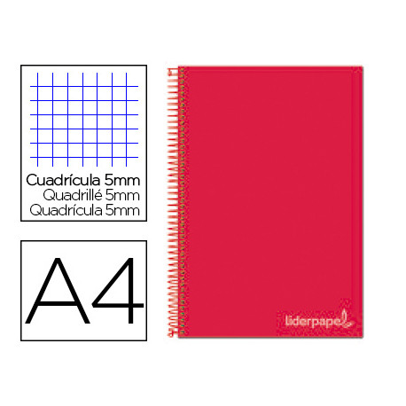 CUADERNO ESPIRAL LIDERPAPEL A4 MICRO JOLLY TAPA FORRADA 140H 75 GR CUADRO 5MM 5 BANDAS 4 TALADROS CO